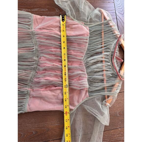 ME+EM Women's Green Layered Tulle Top With Tie Size 8 - Picture 9 of 9